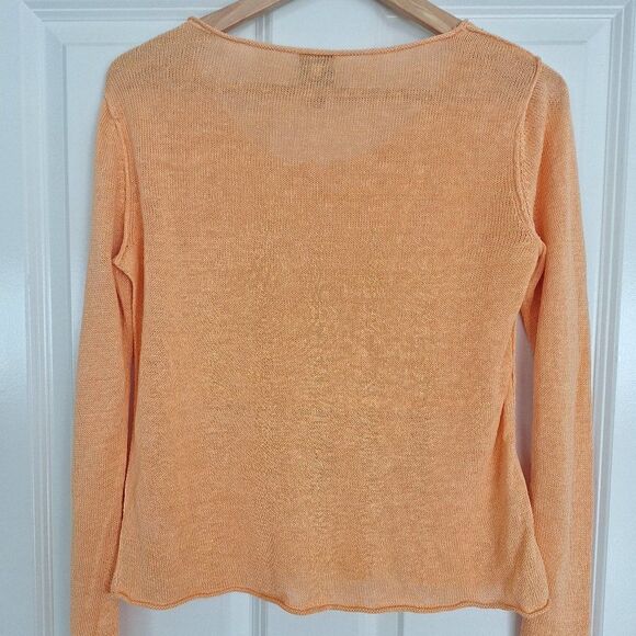 Eileen Fisher orange linen  knit pullover sweater size XS - Picture 3 of 6